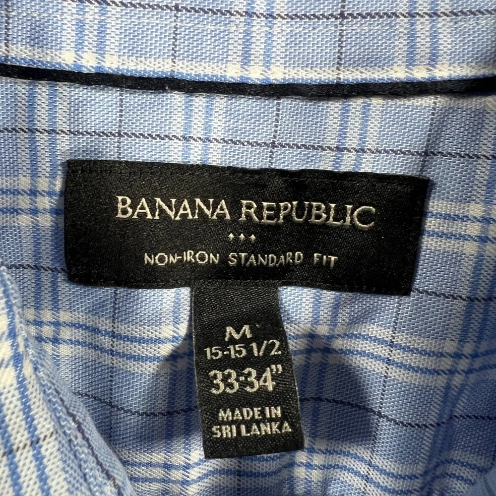 Banana Republic Shirt Mens Medium Blue Plaid Long Sleeve Button Up Casual